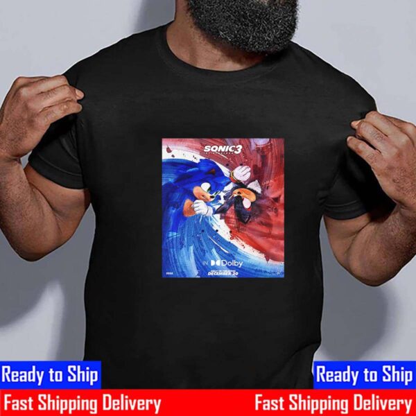 Sonic The Hedgehog 3 Official Dolby Cinema Poster Release December 20th 2024 Unisex T-Shirt