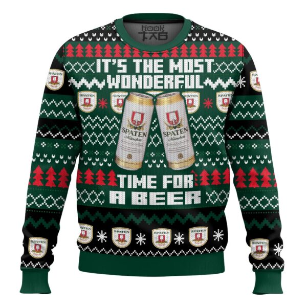 Spaten Its the Most Wonderful time for a Beer Best Holiday Christmas Ugly Sweater Gifts For Family