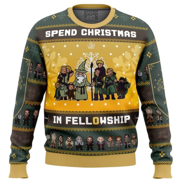 Spend Christmas in Fellowship The Lord of the Rings Gifts For Family Holiday Christmas Ugly Sweater