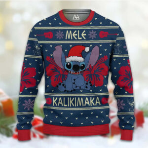 Stitch Mele Kalikimaka Christmas  Best Holiday Christmas Ugly Sweater Gifts For Family