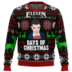 Stranger Things Eleven Days of Xmas Gifts For Family Holiday Christmas Ugly Sweater