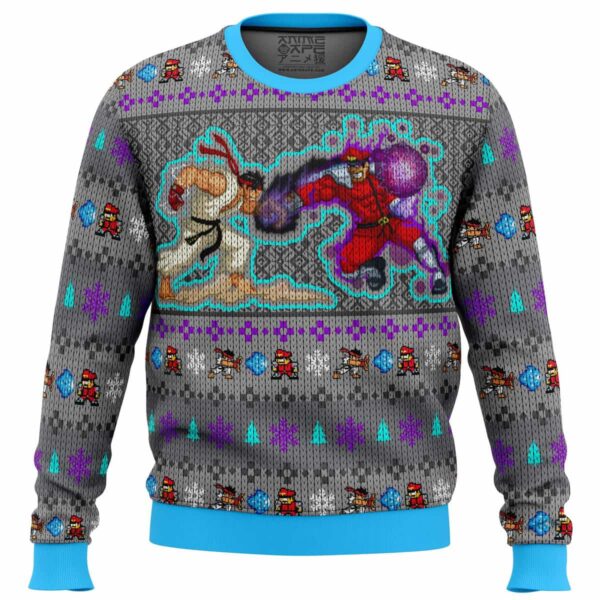 Street Fighter Ryu Vs. M. Bison Gifts For Family Holiday Christmas Ugly Sweater