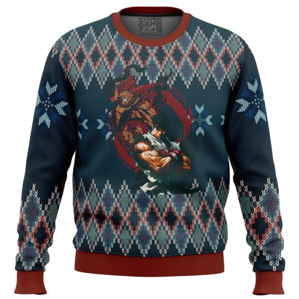 Street Fighter Ryu and Akuma Gifts For Family Holiday Christmas Ugly Sweater