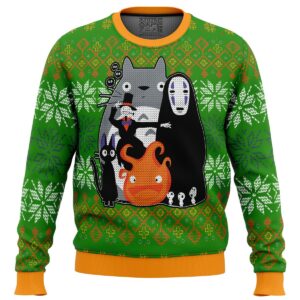 Studio Ghibli Miyazaki Squad Gifts For Family Holiday Christmas Ugly Sweater