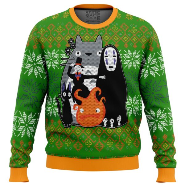 Studio Ghibli Miyazaki Squad Gifts For Family Holiday Christmas Ugly Sweater