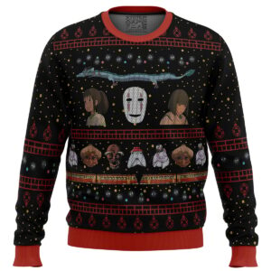 Studio Ghibli No Face Spirited Away Gifts For Family Holiday Christmas Ugly Sweater