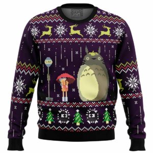 Studio Ghibli Totoro Rain Miyazaki Gifts For Family Holiday Christmas Ugly Sweater