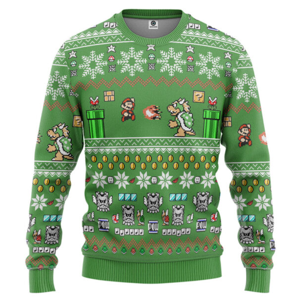 Super Mario Custom Gifts For Family Holiday Christmas Ugly Sweater