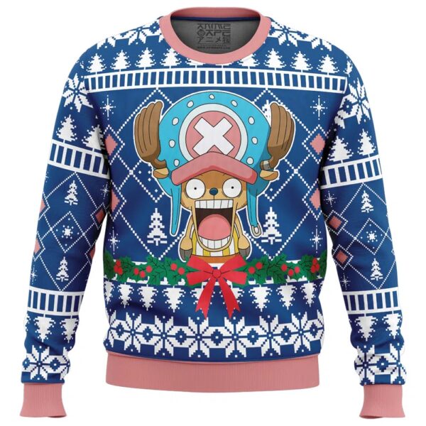 Surprised Tony Tony Chopper OP Pirates Gifts For Family Holiday Christmas Ugly Sweater