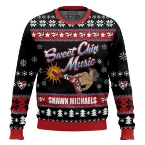 Sweet Chin Music Shawn Michaels Best Holiday Christmas Ugly Sweater Gifts For Family