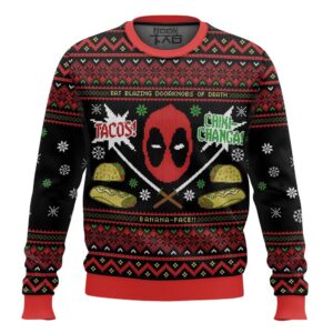 Tacos Chiki-Changa Deadpool Best Holiday Christmas Ugly Sweater Gifts For Family