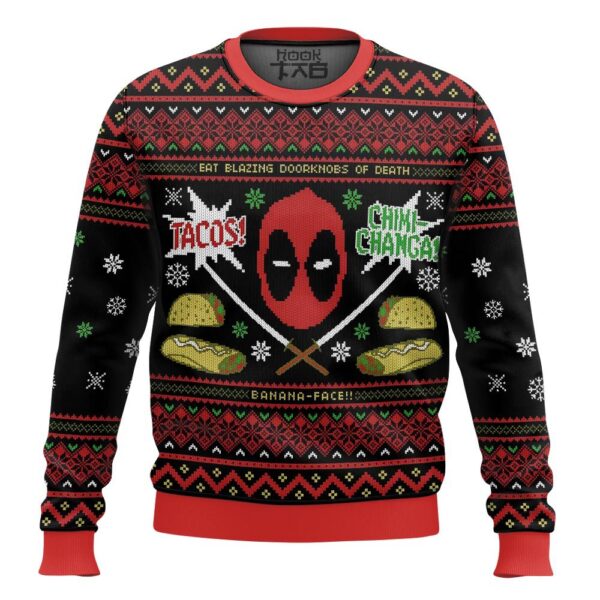 Tacos Chiki-Changa Deadpool Best Holiday Christmas Ugly Sweater Gifts For Family