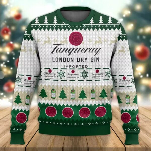 Tanqueray London Dry Gin Reindeer Snowflake Best Holiday Christmas Ugly Sweater Gifts For Family