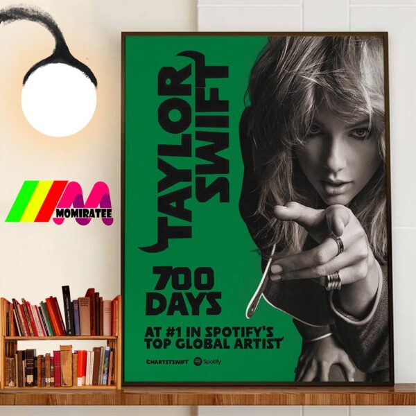 Taylor Swift 700 Days At Top 1 On Spotify Daily Top Artists Global Chart Wall Art Poster Canvas