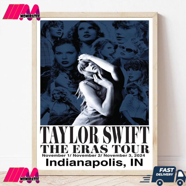 Taylor Swift The Eras Tour Poster for Indianapolis IN On November 1-3 2024 Wall Decor Canvas Poster