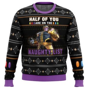 Thanos Naughty List Gifts For Family Holiday Christmas Ugly Sweater