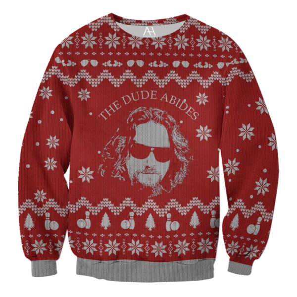 The Big Lebowski The Dude Abides Gifts For Family Holiday Christmas Ugly Sweater