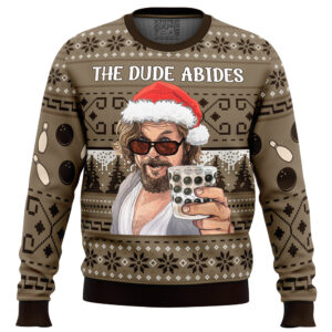 The Dude Abides The Big Lebowski Gifts For Family Holiday Christmas Ugly Sweater