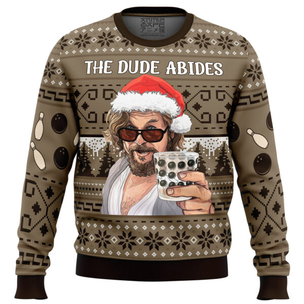 The Dude Abides The Big Lebowski Gifts For Family Holiday Christmas Ugly Sweater