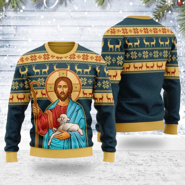 The Good Shepherd Artwork Best Gifts For Family For Holiday Christmas Ugly Sweater