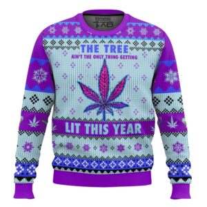 The Lit Tree Weed Christmas Best Holiday Christmas Ugly Sweater Gifts For Family