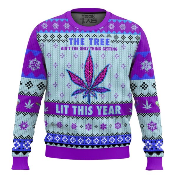 The Lit Tree Weed Christmas Best Holiday Christmas Ugly Sweater Gifts For Family