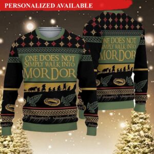 The Lord of the Rings Gifts For Family Holiday Christmas Ugly Sweater One Does Not Simply Walk Into Mordor