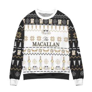 The Macallan Whisky Reindeer & Snowflake Pattern Christmas Best Holiday Christmas Ugly Sweater Gifts For Family