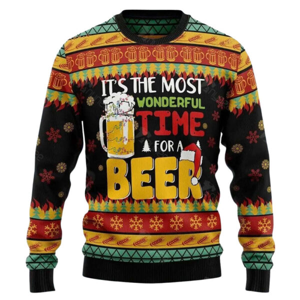 The Most Wonderful Time For A Beer Gifts For Family Holiday Christmas Ugly Sweater