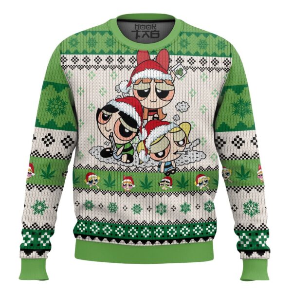 The Nauty Power Puff Girls 420 Christmas Best Holiday Christmas Ugly Sweater Gifts For Family