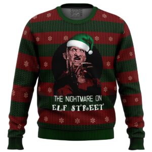 The Nightmare On Elf Street Freddy Krueger Gifts For Family Holiday Christmas Ugly Sweater