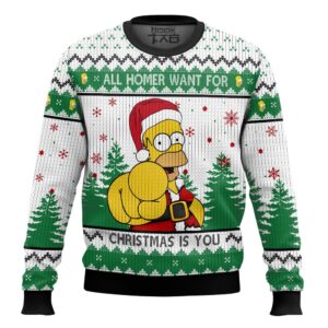 The Simpsons Family All Homer want for Christmas is You Best Holiday Christmas Ugly Sweater Gifts For Family