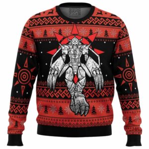 The Strongest Dragon Wargreymon Digimon Gifts For Family Holiday Christmas Ugly Sweater