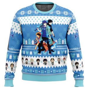 The Trio Blue Exorcist Gifts For Family Holiday Christmas Ugly Sweater