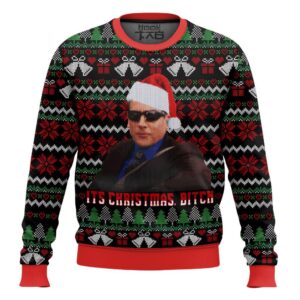 The office Its Christmas Bitch Michael Scott Gifts For Family Holiday Christmas Ugly Sweater