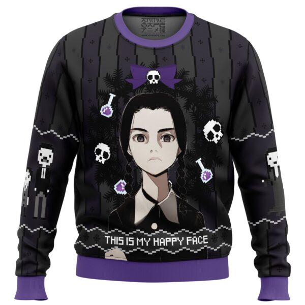 This is my Happy Face Wednesday Addams Gifts For Family Holiday Christmas Ugly Sweater