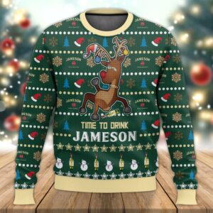 Time To Drink Jameson Best Holiday Christmas Ugly Sweater Gifts For Family