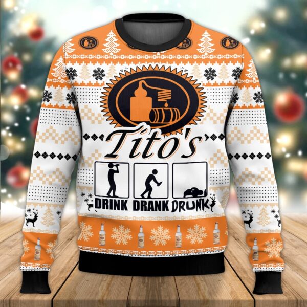 Tito’s Drunk Best Holiday Christmas Ugly Sweater Gifts For Family