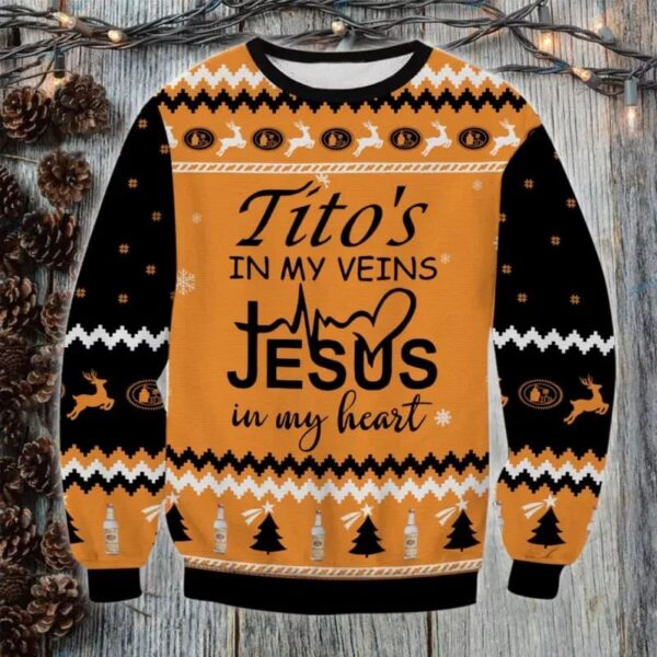 Tito’s In My Vein Best Holiday Christmas Ugly Sweater Gifts For Family