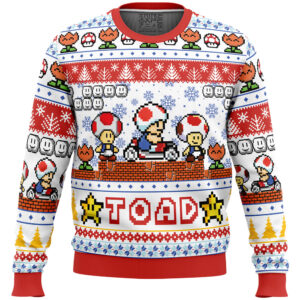 Toad Mario Bros Gifts For Family Holiday Christmas Ugly Sweater