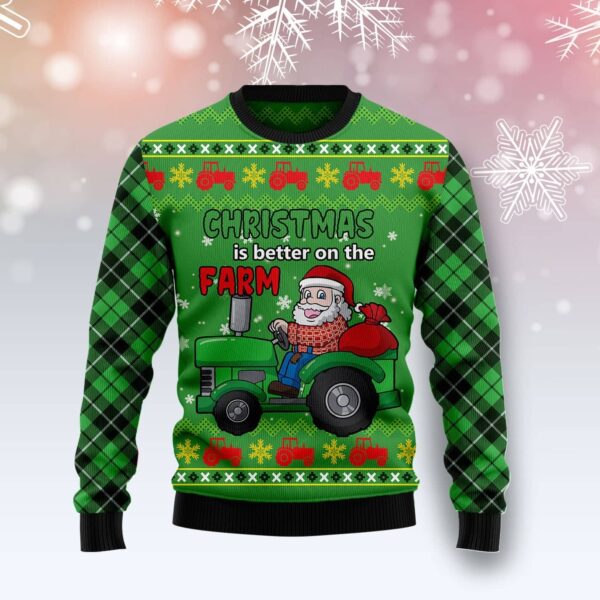 Tractor Santa Christmas Is Better On The Farm Gifts For Family Holiday Christmas Ugly Sweater