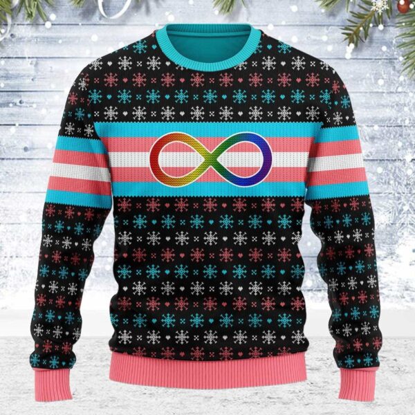 Transgender Autistic Flag Gifts For Family Holiday Christmas Ugly Sweater