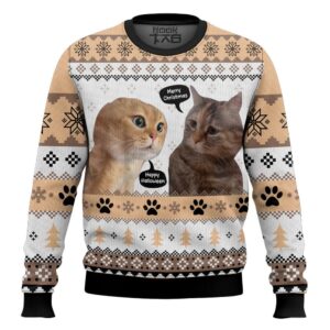 Two Cats Talking Meme Christmas Best Holiday Christmas Ugly Sweater Gifts For Family