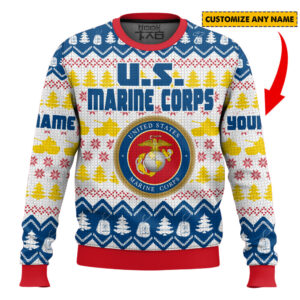 US Marine Corps Best Holiday Christmas Ugly Sweater Gifts For Family