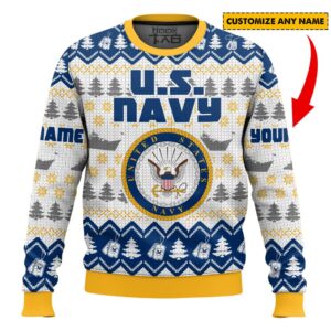 US Navy Best Holiday Christmas Ugly Sweater Gifts For Family