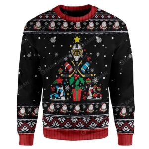 Ugly Christmas Ice Hockey Christmas Tree Sweater Apparel