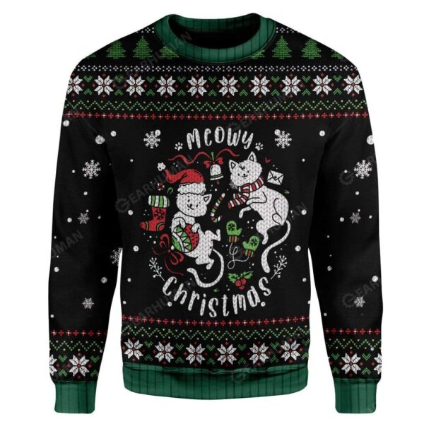 Ugly Christmas Meowy Christmas Custom Sweater Apparel