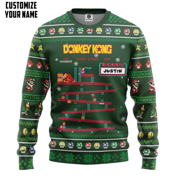 Ugly Donkey Kong Christmas Custom Name Best Holiday Christmas Ugly Sweater Gifts For Family