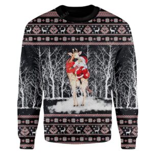 Ugly Giraffe And Santa Custom Sweater Apparel