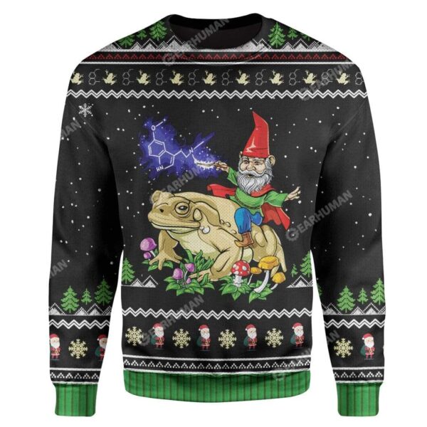 Ugly Gnome Riding Toad Christmas Custom Sweater Apparel